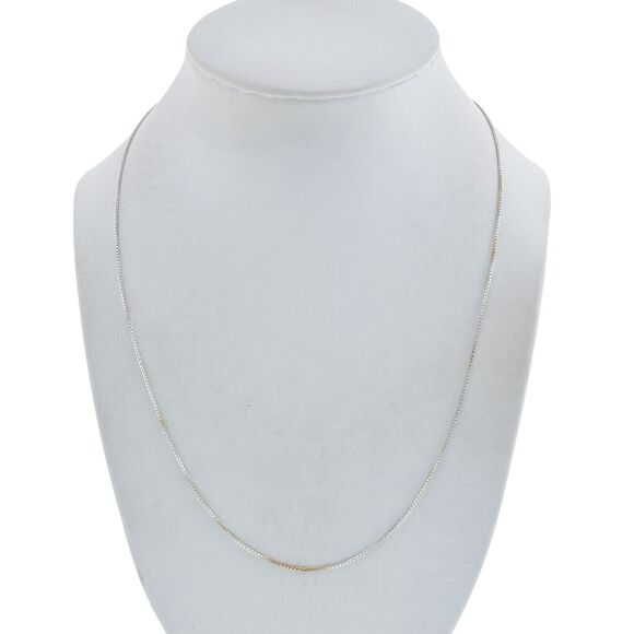 Vintage Italy Milor Sterling Silver WORN GOLD PLATED 1mm Box Chain Necklace 20" - Picture 1 of 4